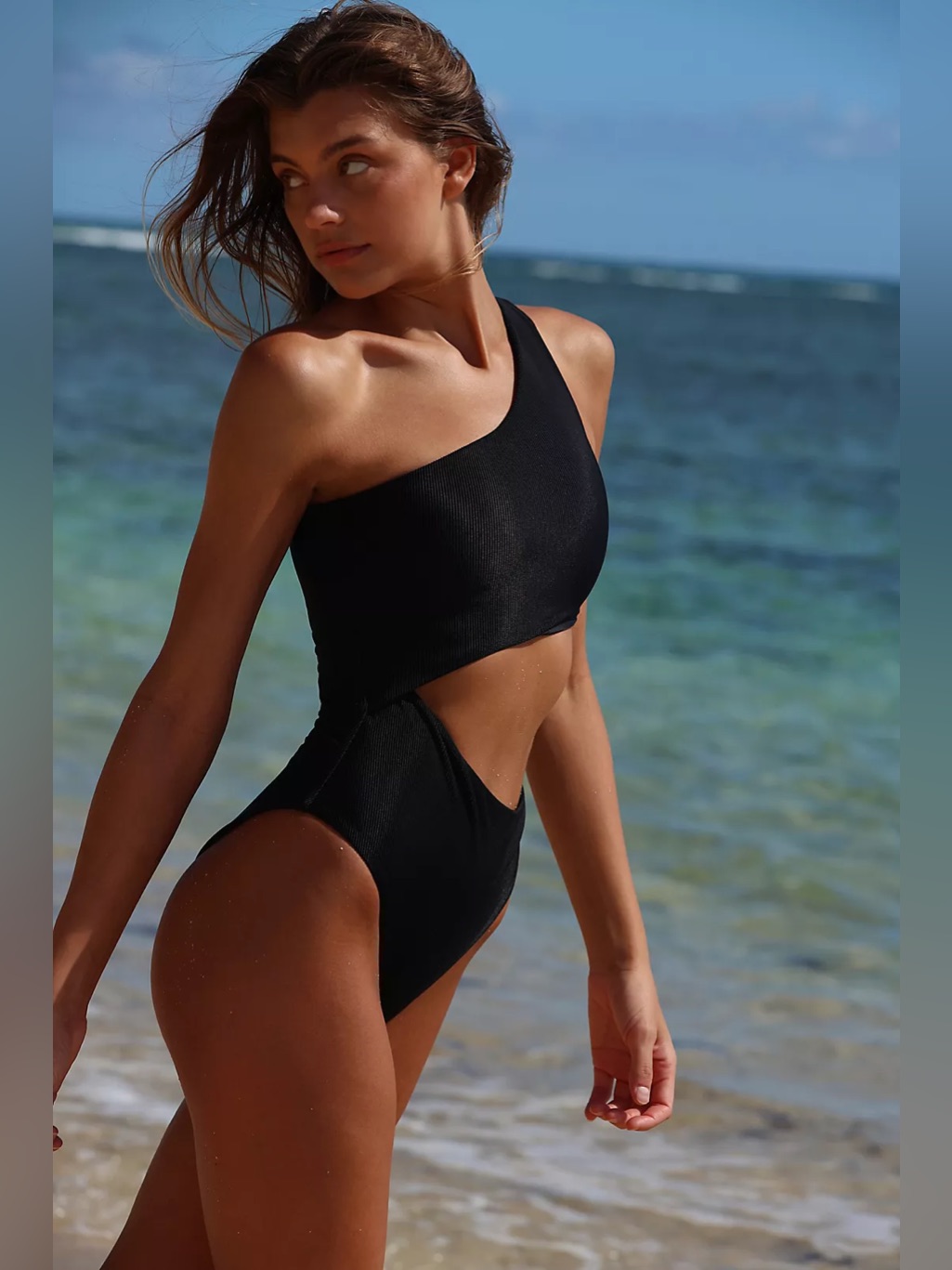 Beach Riot Celine Ribbed One-Piece Swimsuit - Black